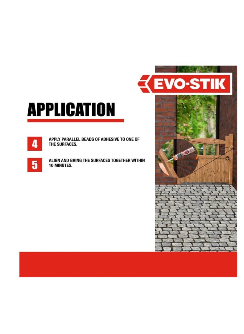 EVO-STIK - Sticks Like Adhesive, All Weather, Extreme Temperature & Movement Resistant, Colour: Clear, Size: 290ml With Silicone Gun Pack Of 2 - Image 1