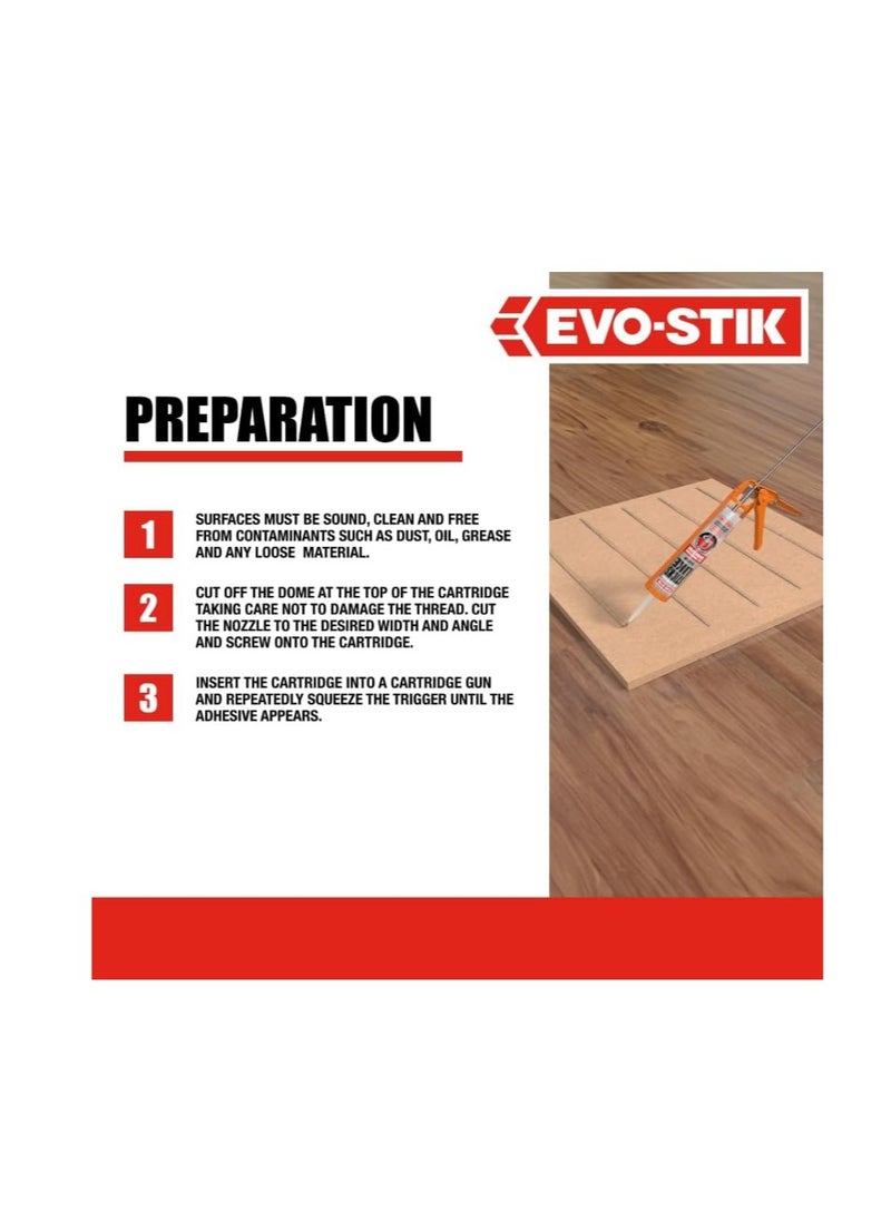 EVO-STIK - Sticks Like Adhesive, All Weather, Extreme Temperature & Movement Resistant, Colour: Clear, Size: 290ml With Silicone Gun Pack Of 2 - Image 1