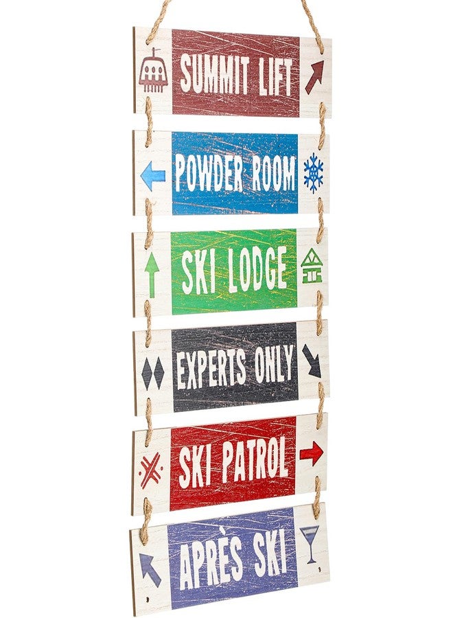 Youyole Large Hanging Wall Ski Sign for Christmas 32 x 14 Inch Skiing Theme Vintage Wooden Decoration Summit Lift Powder Room Ski Lodge Experts Only for Holiday Winter Wood Wall Decoration - Image 1