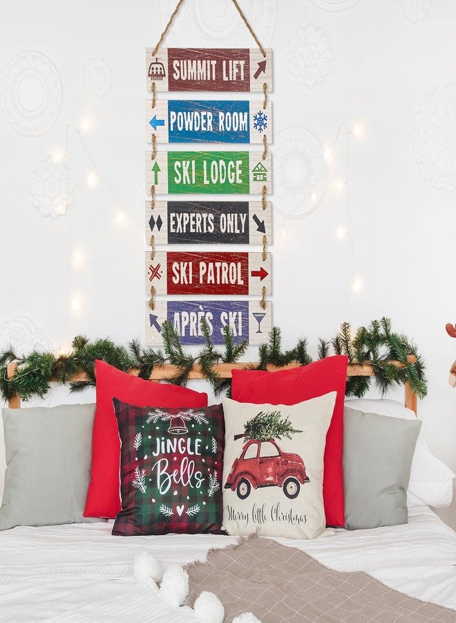 Youyole Large Hanging Wall Ski Sign for Christmas 32 x 14 Inch Skiing Theme Vintage Wooden Decoration Summit Lift Powder Room Ski Lodge Experts Only for Holiday Winter Wood Wall Decoration - Image 4