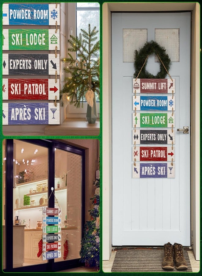 Youyole Large Hanging Wall Ski Sign for Christmas 32 x 14 Inch Skiing Theme Vintage Wooden Decoration Summit Lift Powder Room Ski Lodge Experts Only for Holiday Winter Wood Wall Decoration - Image 5