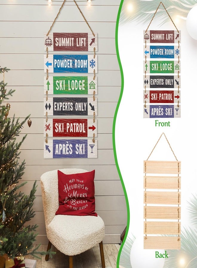 Youyole Large Hanging Wall Ski Sign for Christmas 32 x 14 Inch Skiing Theme Vintage Wooden Decoration Summit Lift Powder Room Ski Lodge Experts Only for Holiday Winter Wood Wall Decoration - Image 3