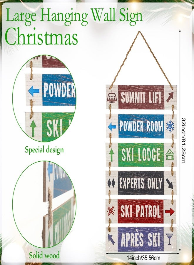 Youyole Large Hanging Wall Ski Sign for Christmas 32 x 14 Inch Skiing Theme Vintage Wooden Decoration Summit Lift Powder Room Ski Lodge Experts Only for Holiday Winter Wood Wall Decoration - Image 2
