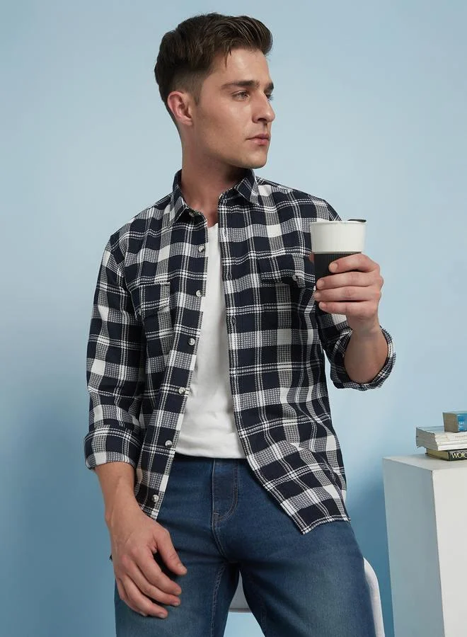 Dennis Lingo Classic Navy Shirt For Men With A Structured Fit And Premium Fabric Cotton Fabric