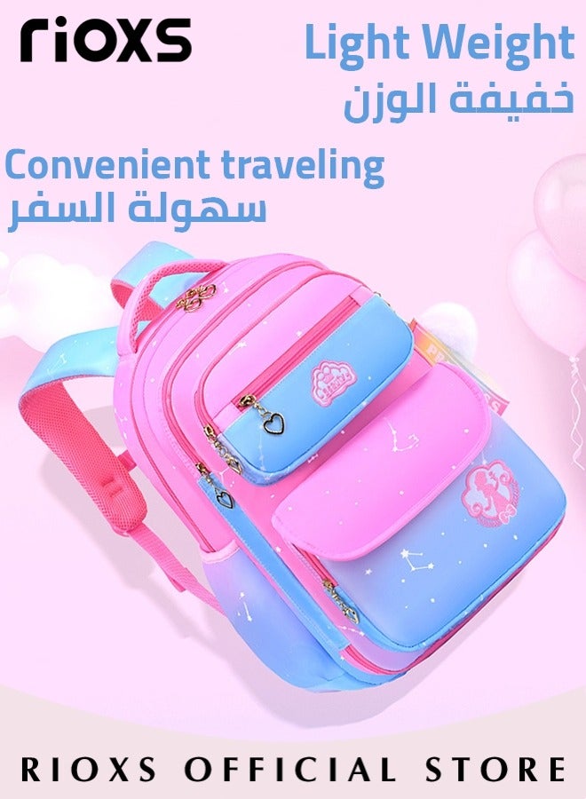 RIOXS Girls Backpack with Adjustable Padded Shoulder Straps and Adorable Patterns, Personalized Waterproof School Bags with Large Capacity, Lightweight Resistant Travel Daypack, Perfect Gift for Girls, 28*16*41cm  - Image 4