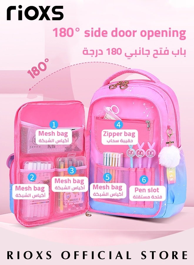 RIOXS Girls Backpack with Adjustable Padded Shoulder Straps and Adorable Patterns, Personalized Waterproof School Bags with Large Capacity, Lightweight Resistant Travel Daypack, Perfect Gift for Girls, 28*16*41cm  - Image 3