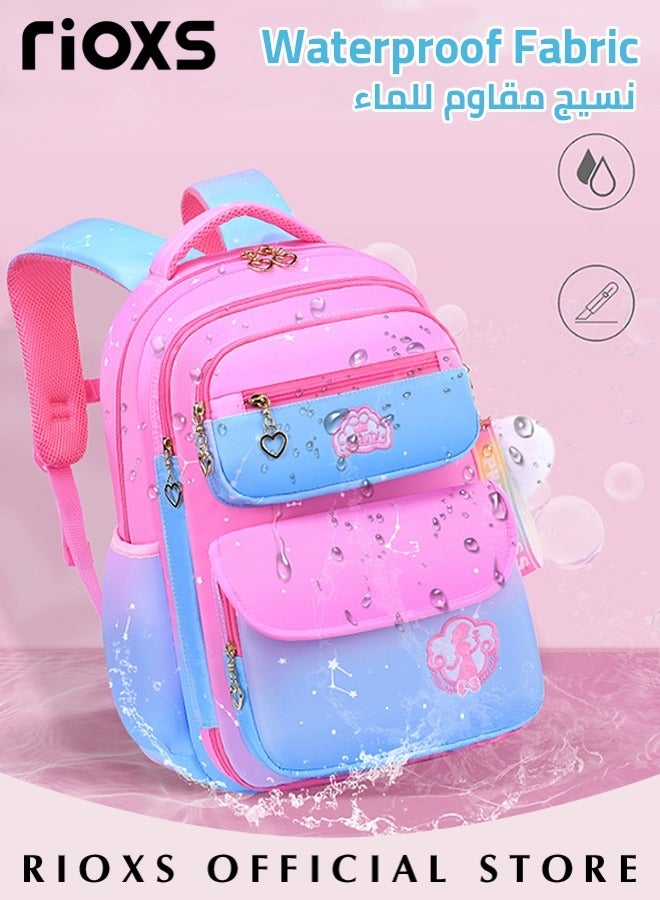 RIOXS Girls Backpack with Adjustable Padded Shoulder Straps and Adorable Patterns, Personalized Waterproof School Bags with Large Capacity, Lightweight Resistant Travel Daypack, Perfect Gift for Girls, 28*16*41cm  - Image 2