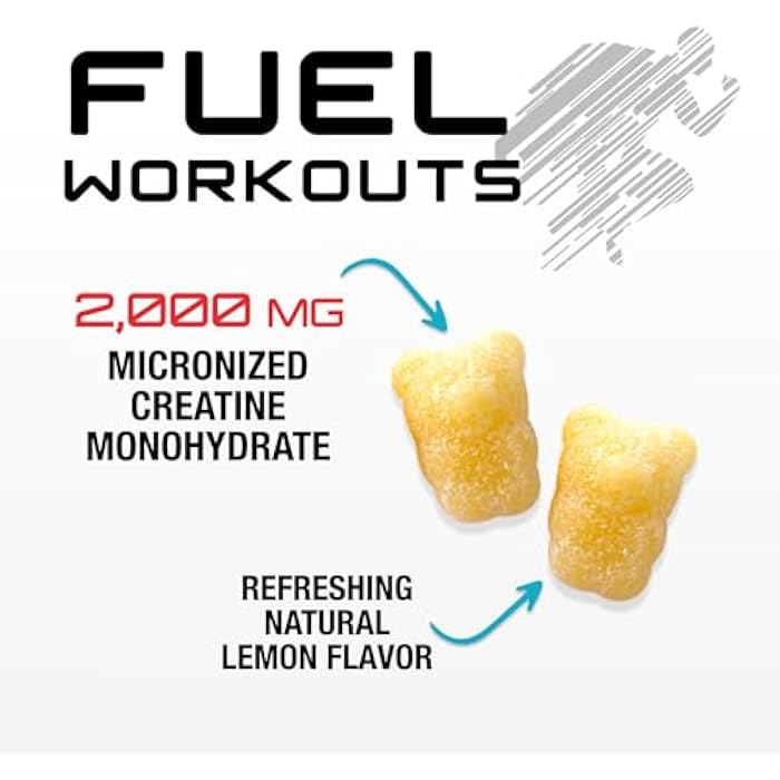 SilverOnyx Creatine Monohydrate Gummies 2000mg - Best Micronized, Sugar Free Creatine Chewables for Men & Women - Supports Lean Muscle, Strength, Energy, & Endurance - Non-GMO, Gluten Free - 60 Lemon Gummies - Image 3