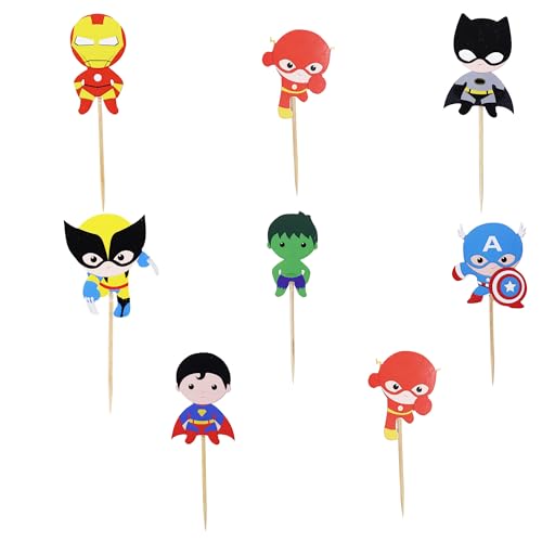 Confetti 24pc Cartoon Superhero Cupcake Topper for Kids Birthday Party Cake Decoration Supplies Super Heroes Cupcake Toppers Cupcake ToppersSuper Heroes Party SuppliesSuperheroes Inspired - Image 1