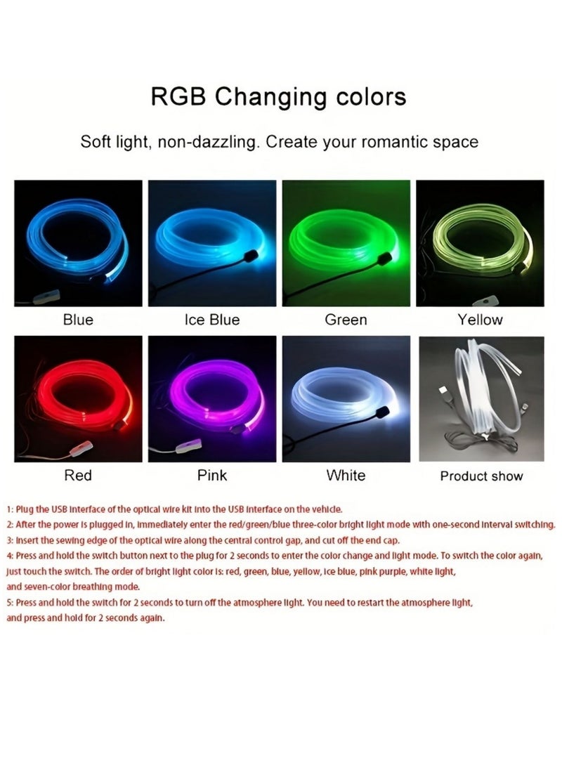 Arabest - 300cm (118in) Strip Car Interior Ambience Light RGB Light DIY Dashboard Ambience Fiber Optic Strip Light with USB Drive - Image 1