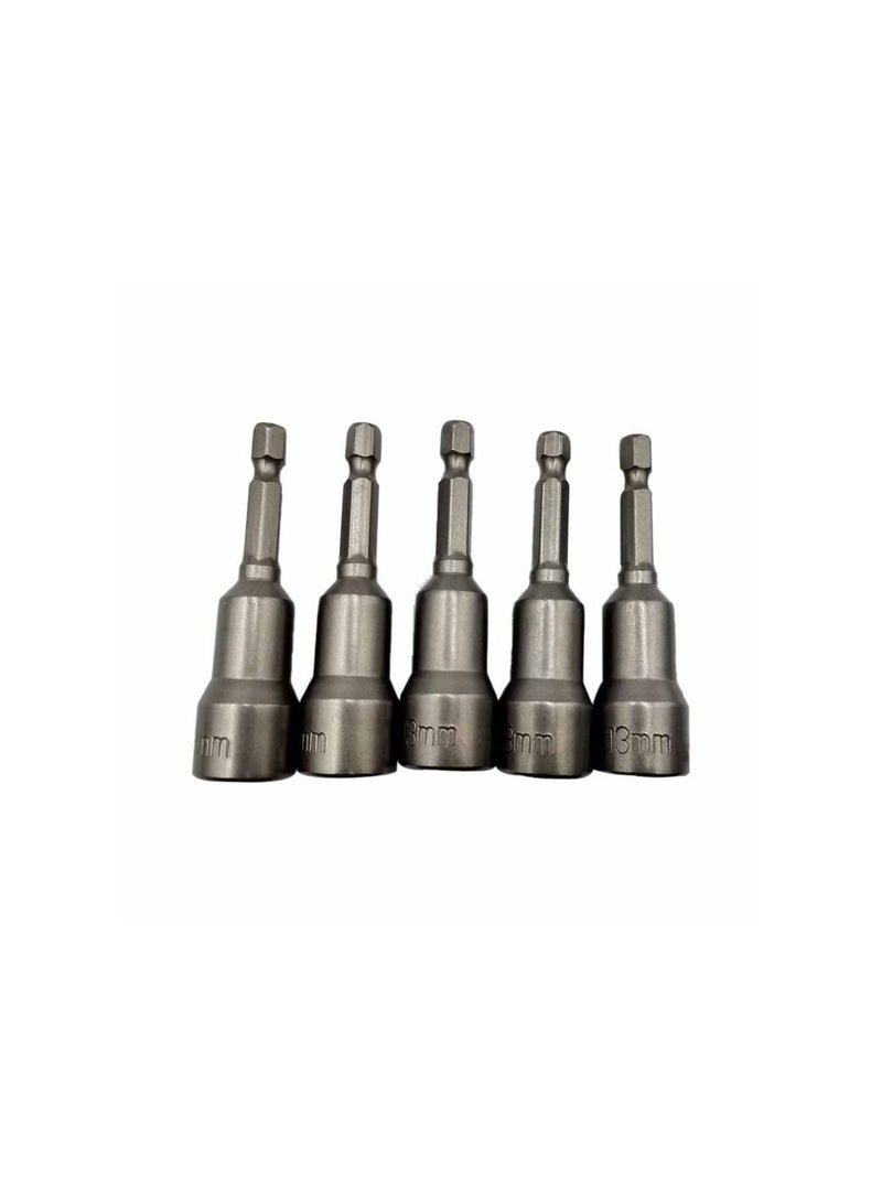 Magnetic Nut Socket For Drill 13mm Drill Nut Socket Strong Magnetic Chromium vanadium CRV 5 Pcs Set - Image 3