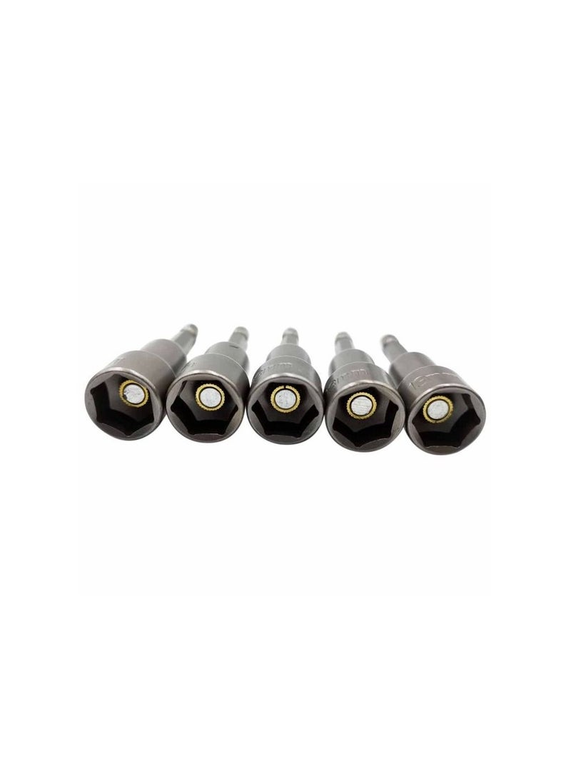 Magnetic Nut Socket For Drill 13mm Drill Nut Socket Strong Magnetic Chromium vanadium CRV 5 Pcs Set - Image 2