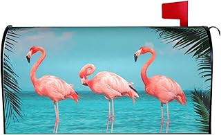 Duduho Duduho Flamingos Standing in Clear Blue Sea Mailbox Cover Magnetic Mailbox Wraps Post Box Cover DÃƒÂ©cor 21x18 in  - Image 1