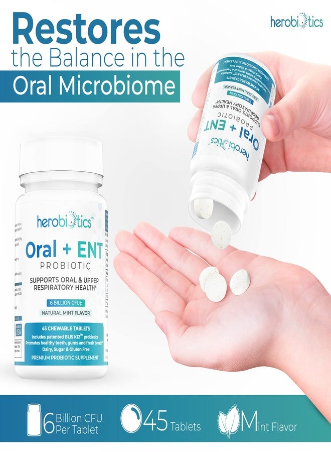 herobiotics Oral Probiotics for Better Breath, Gingivitis, Strep Throat, Tonsil Stones, ENT - 6 Bn CFU Oral Probiotics with Lactobacillus Reuteri, L. Plantarum & BLIS K12-45 Chewable Tablets - Image 2