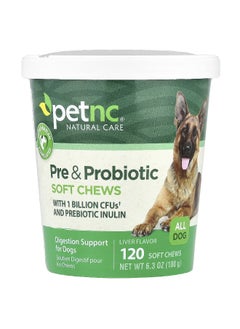 petnc NATURAL CARE, Pre & Probiotic Soft Chews, All Dog, Liver, 120 Soft Chews, 6.3 oz (180 g)