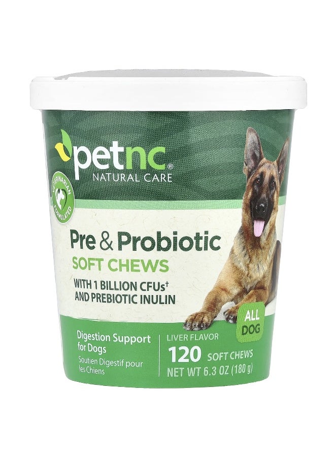 petnc NATURAL CARE petnc NATURAL CARE, Pre & Probiotic Soft Chews, All Dog, Liver, 120 Soft Chews, 6.3 oz (180 g)  - Image 1