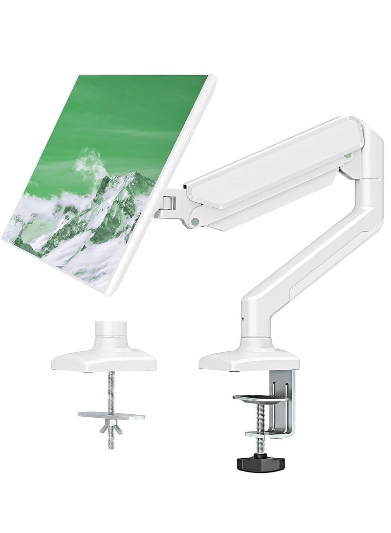 AROAQ Table Mount mechanical arm bracket, Computer Monitor Desk Mount Stand with Gas Spring, adjustable Height-Assisted Full Motion Single PC Monitor Arm, (White) - Image 1