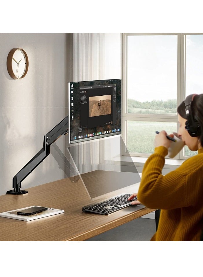AROAQ Table Mount mechanical arm bracket, Computer Monitor Desk Mount Stand with Gas Spring, adjustable Height-Assisted Full Motion Single PC Monitor Arm, (White) - Image 2
