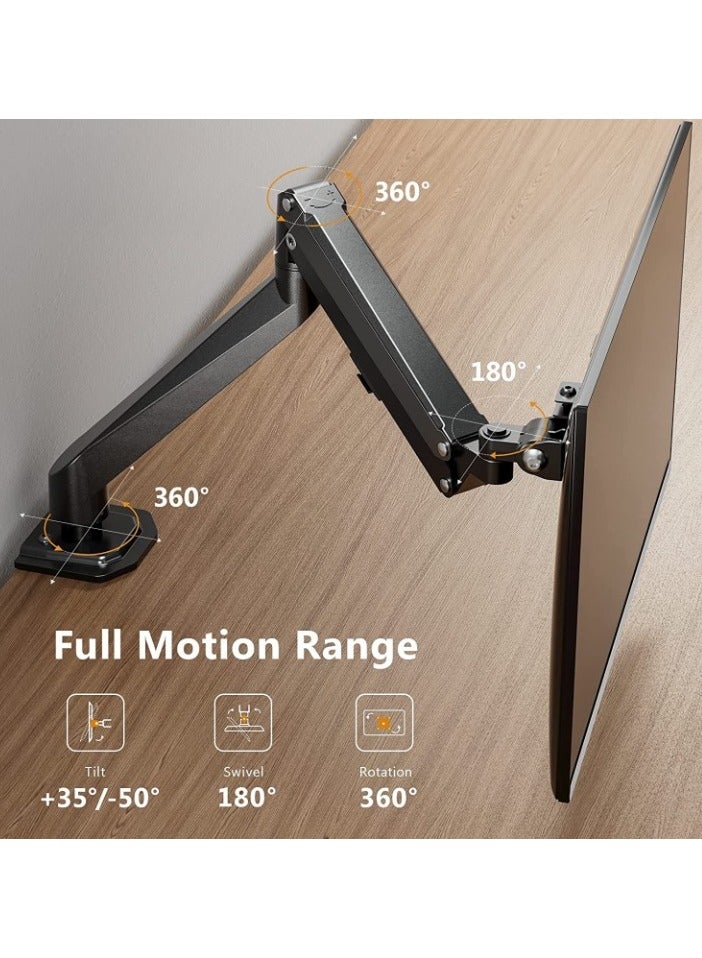 AROAQ Table Mount mechanical arm bracket, Computer Monitor Desk Mount Stand with Gas Spring, adjustable Height-Assisted Full Motion Single PC Monitor Arm, (White) - Image 3
