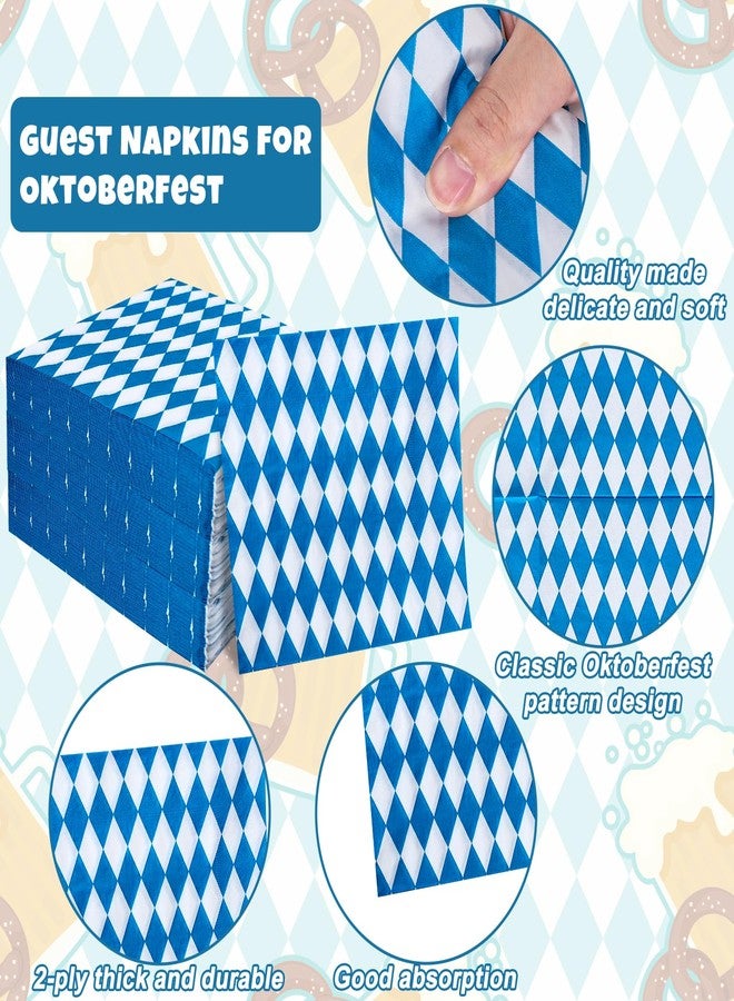 Whaline 80 Pack Oktoberfest Napkin 6.5 x 6.5 Inch Blue White Plaids Luncheon Napkin Oktoberfest Disposable Paper Napkins for Oktoberfest Festival Table decorations Supplies - Image 3