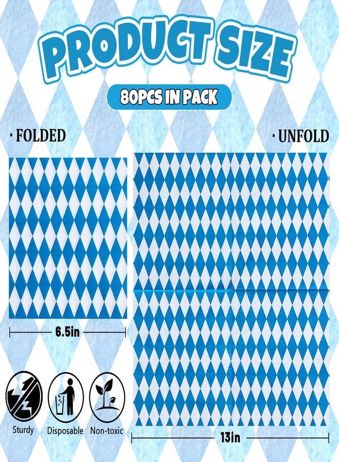 Whaline 80 Pack Oktoberfest Napkin 6.5 x 6.5 Inch Blue White Plaids Luncheon Napkin Oktoberfest Disposable Paper Napkins for Oktoberfest Festival Table decorations Supplies - Image 2