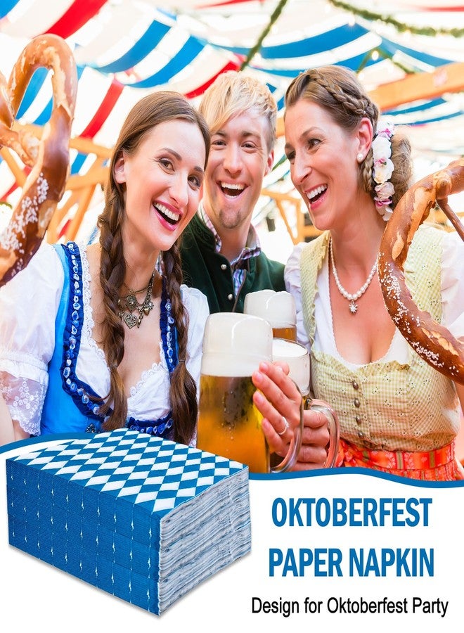 Whaline 80 Pack Oktoberfest Napkin 6.5 x 6.5 Inch Blue White Plaids Luncheon Napkin Oktoberfest Disposable Paper Napkins for Oktoberfest Festival Table decorations Supplies - Image 4
