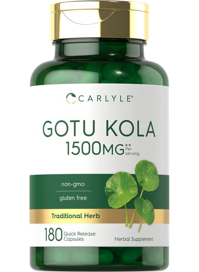 Carlyle كبسولات جوتو كولا 1500 ملغ | 180 حبة | خالية من الكائنات المعدلة وراثيًا، خالية من الغلوتين | مستخلص عشبي تقليدي - Image 1