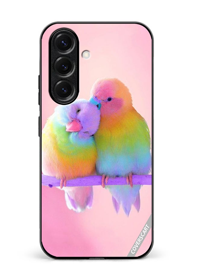 Protective Case Cover For Samsung Galaxy S25 Love Birds Pink Background Design Multicolour