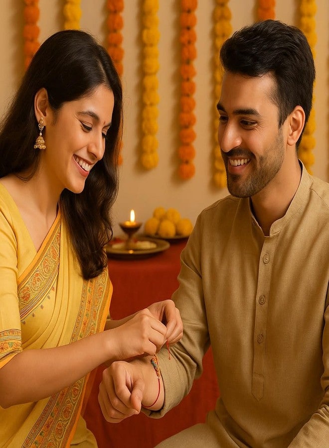 مجموعة SQUIDSY Rakhi مكونة من 3 قطع للأخ وبهية والأطفال - تصميم تقليدي Rakhis مع سحر Om Ganesha - مجموعة هدايا Rakshabandhan Rakhi Combo للأخوة (متعددة الألوان) - Image 3