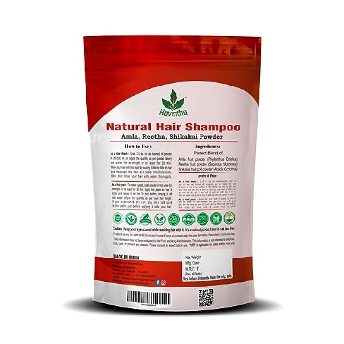 Havintha Natural Hair Shampoo for Hair 8 oz, AMLA REETHA SHIKAKAI POWDER (Phyllanthus emblica, Sapindus mukorossi, Acacia concinna),Product of Havintha, 227g - Image 2