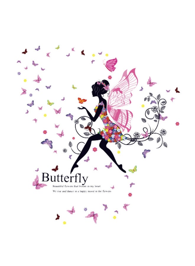Flower Fairy Butterfly Girl Wall Stickers Colorful Umbrella Decals Room Nursery Bedroom Decor - Image 1