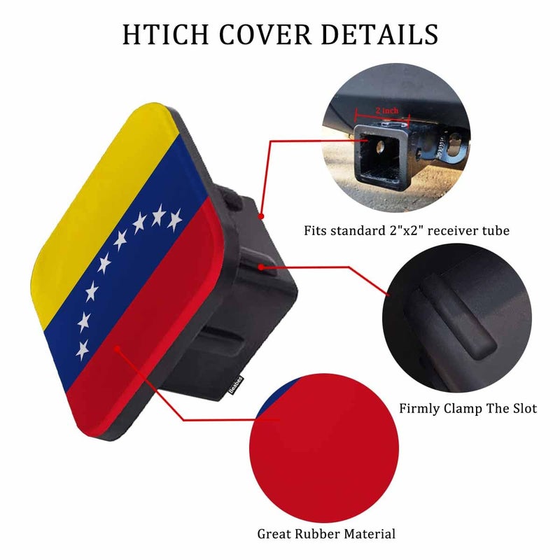 Beabes Trailer Hitch Cover for 2"" Receivers Venezuela Flag  The National Flag of Venezuela Receiver Tube Hitch Plug Towing Hitch Covers Truck Hitch Accessories for Sedans Cars SUVs - Image 3