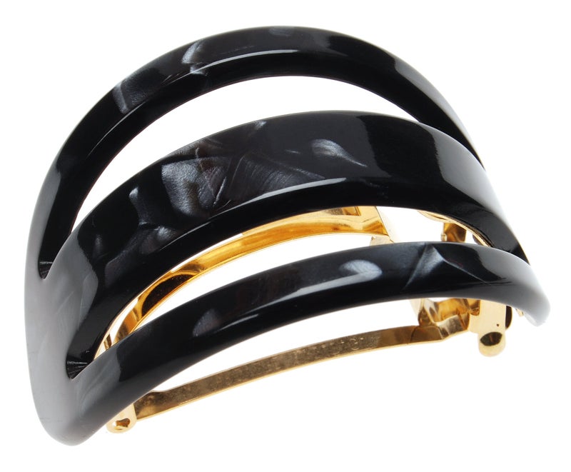 France Luxe Cutout Oval Ponytail Barrette Nacro Black