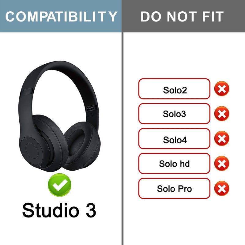 SOPROM Rubber Headband Replacement Cover for Beats Studio 2 & Studio 3 Wired &Wireless Headphones, Plastic Headstrap Pad Repair Parts Accessories (Studio3-Matte Black) - Image 2
