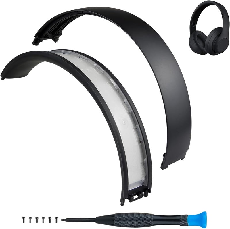 SOPROM Rubber Headband Replacement Cover for Beats Studio 2 & Studio 3 Wired &Wireless Headphones, Plastic Headstrap Pad Repair Parts Accessories (Studio3-Matte Black) - Image 1