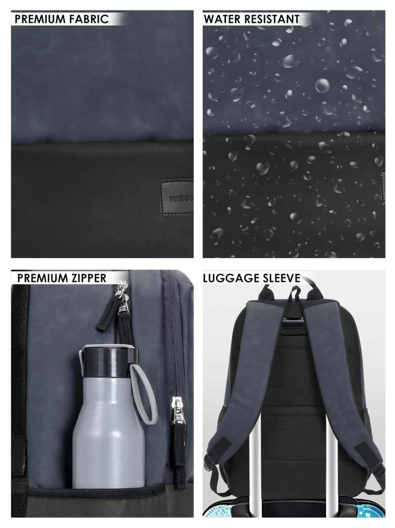 Wesley Vintage Milestone Travel Laptop Backpack with 15.6 inch Laptop Compartment business/Office/School/college/Travel/Gifting Backpack for men and women Softline (Blue Black) - Image 2