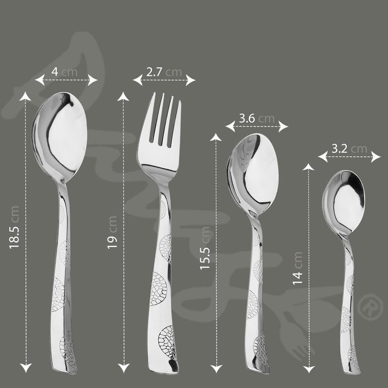 Parage 18 Pieces Premium Stainless Steel Cutlery Set, Home & Kitchen with Gift Box (6 Pieces Each Table Spoons, Table Forks & Tea Spoons) with Leatherite Box - Image 2