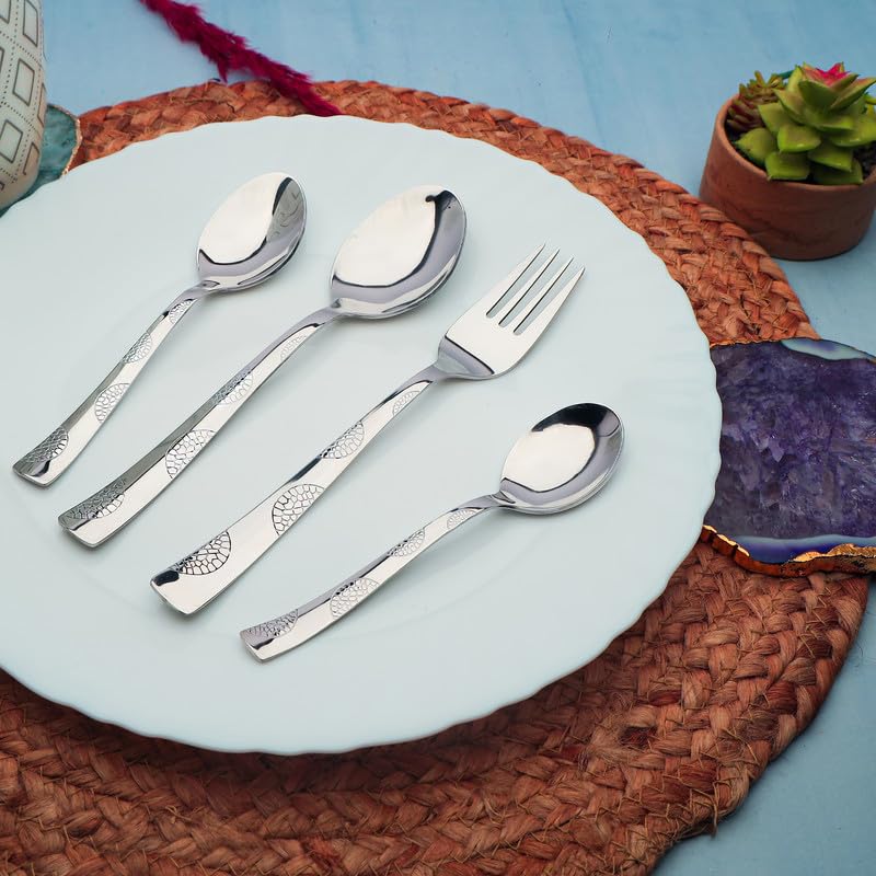 Parage 18 Pieces Premium Stainless Steel Cutlery Set, Home & Kitchen with Gift Box (6 Pieces Each Table Spoons, Table Forks & Tea Spoons) with Leatherite Box - Image 5