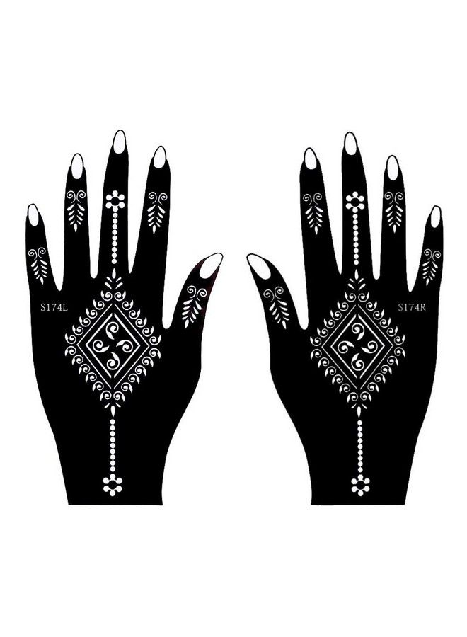 ivana's مجموعة قوالب تاتو الحناء لليد والجسم والأصابع والوجه - فن الحناء المؤقت للأطفال والفتيات والنساء تصميم Niv33 أسود M - Image 1