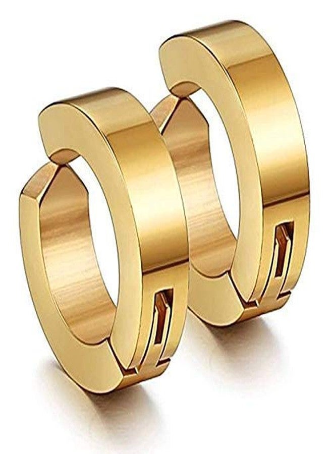 MEENAZ Branded Jewellery Gold Clip-on Press Unisex Stud Non-Piercing Hoop Earrings/Earring for Men/Boys/Boyfriend/ - BALI-M917 - Image 1