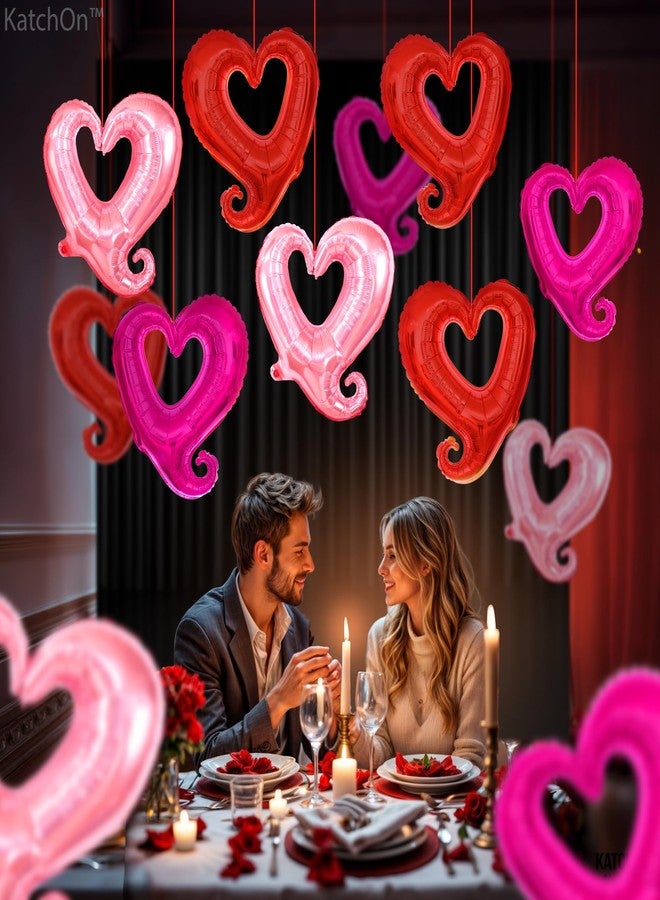 KatchOn Pink and Red Heart Balloons - 18 Inch, Pack of 12 | Heart Shaped Balloons for Valentine's Day Decorations - Image 5