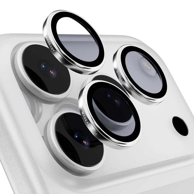 MAGEASY Designed for iPhone 17 ProPro Max Camera Lens Protector Made of Sapphire Titanium Alloy Stronger than Tempered Glass Lens Protector Easy to Install Lenz Titanium White Ti64 - Image 2