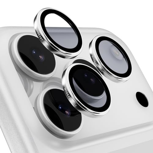 MAGEASY Designed for iPhone 17 ProPro Max Camera Lens Protector Made of Sapphire Titanium Alloy Stronger than Tempered Glass Lens Protector Easy to Install Lenz Titanium White Ti64 - Image 1