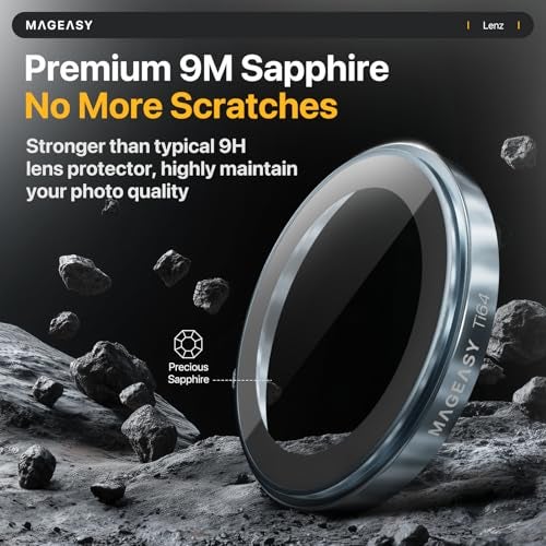 MAGEASY Designed for iPhone 17 ProPro Max Camera Lens Protector Made of Sapphire Titanium Alloy Stronger than Tempered Glass Lens Protector Easy to Install Lenz Titanium White Ti64 - Image 3