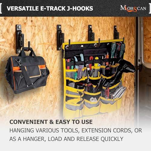 MorScan 10 Pack E-Track Tie Down Slots & 10 Pack 2" E Track J Hooks, Heavy Duty Black Steel E-Track Accessories for Box Truck, Enclosed Trailer, Garage, Van, Warehouse, Workshop - Image 2
