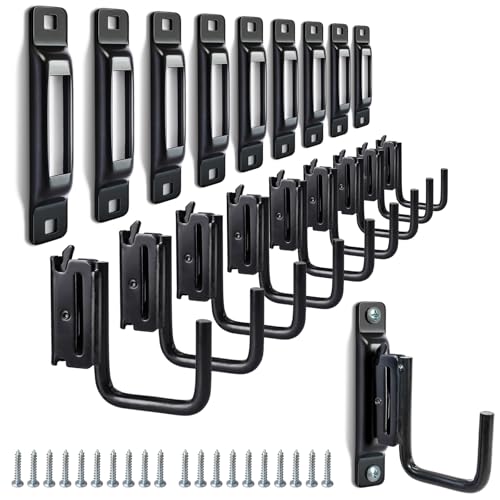 MorScan 10 Pack E-Track Tie Down Slots & 10 Pack 2" E Track J Hooks, Heavy Duty Black Steel E-Track Accessories for Box Truck, Enclosed Trailer, Garage, Van, Warehouse, Workshop - Image 1