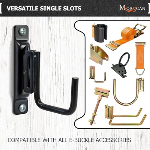MorScan 10 Pack E-Track Tie Down Slots & 10 Pack 2" E Track J Hooks, Heavy Duty Black Steel E-Track Accessories for Box Truck, Enclosed Trailer, Garage, Van, Warehouse, Workshop - Image 5