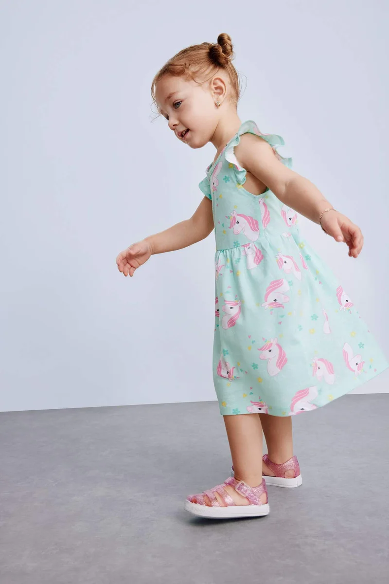 ديفاكتو Baby Girl Patterned Short Sleeve Dress