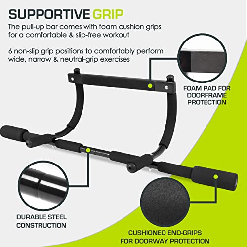 ProsourceFit Multi-Grip Lite Pull Up/Chin Up Bar, Heavy Duty Doorway Upper Body Workout Bar for Home Gyms 24”-32” - Image 4