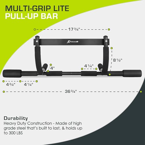 ProsourceFit Multi-Grip Lite Pull Up/Chin Up Bar, Heavy Duty Doorway Upper Body Workout Bar for Home Gyms 24”-32” - Image 3